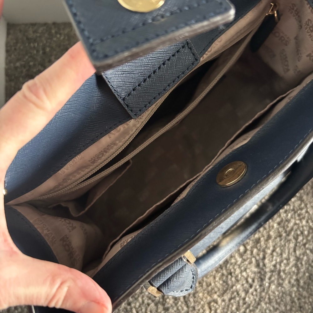 Michael Kors Navy Blue Saffiano Leather Crossbody Satchel - Picture 6 of 9